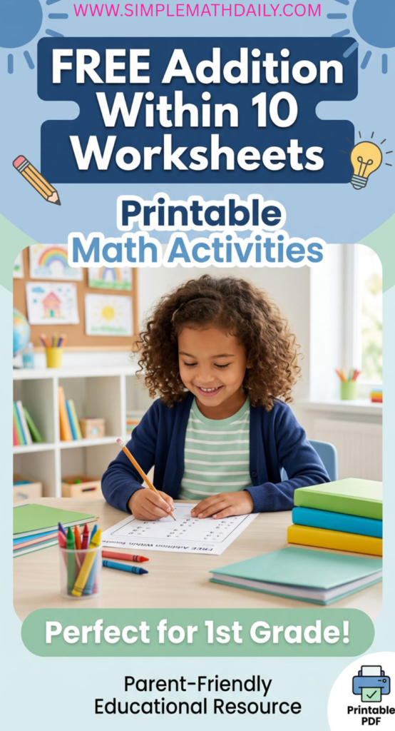 free addition within 10 worksheets