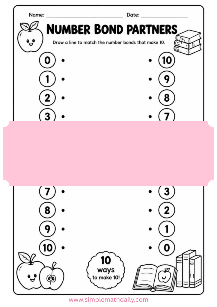 Number Bonds to 10 Worksheets