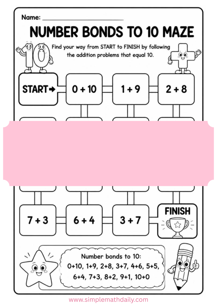 Number Bonds to 10 Worksheets