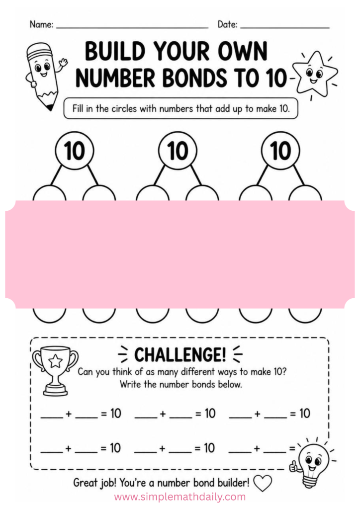 Number Bonds to 10 Worksheets