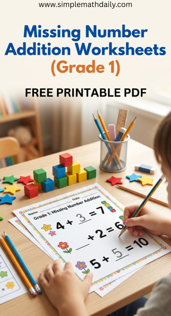 free missing number addition worksheets