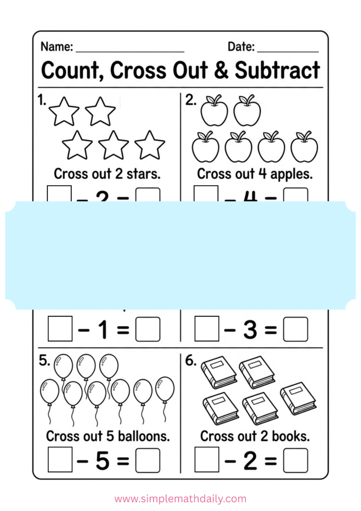 Subtraction within 10 worksheets