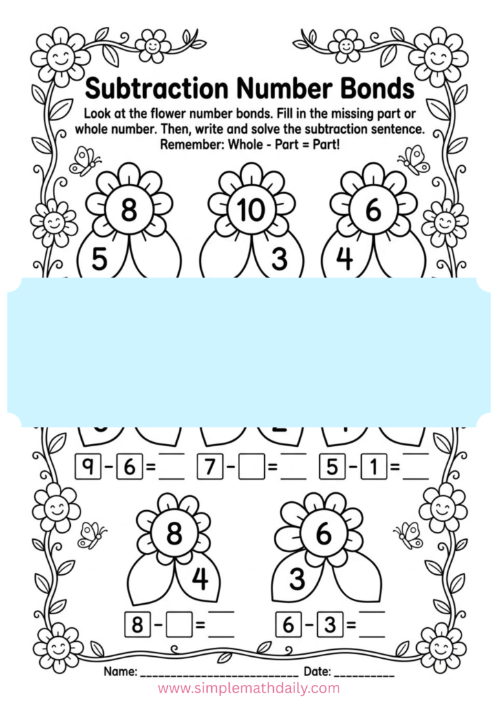 Subtraction within 10 worksheets