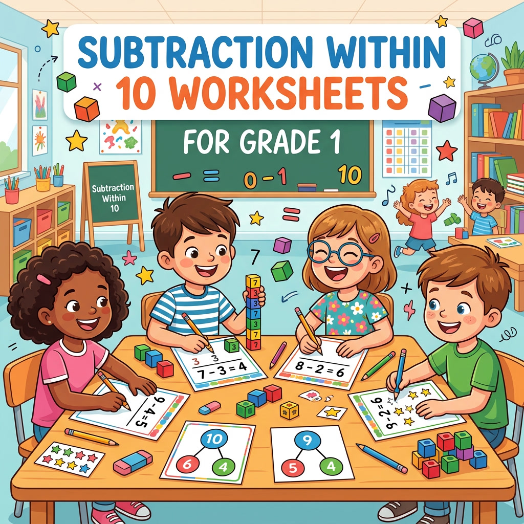 Subtraction within 10 worksheets
