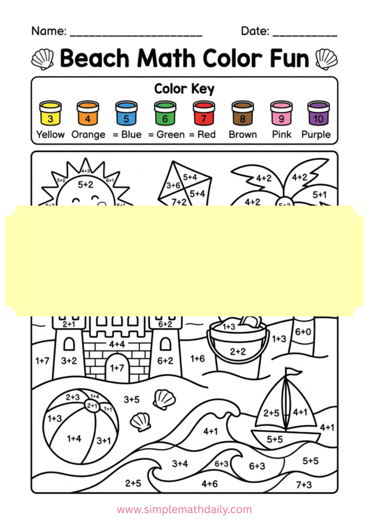 Summer Addition Worksheets for Grade 1