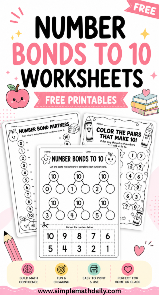 free number bonds to 10 worksheets
