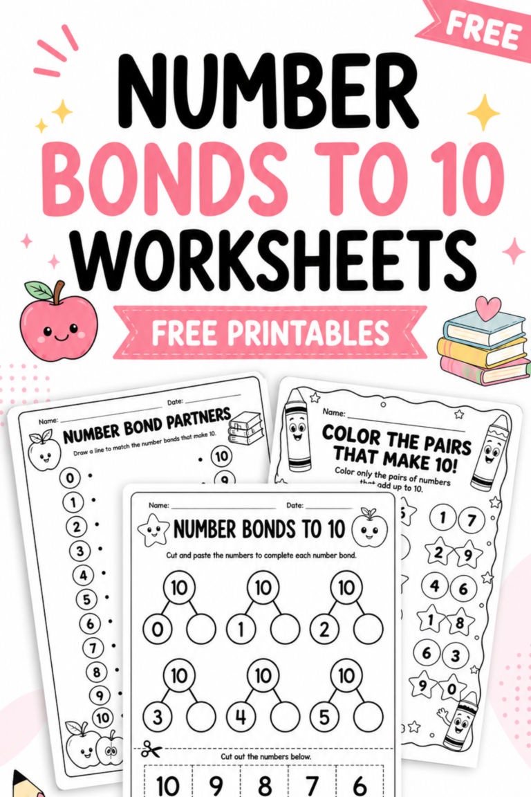 free number bonds to 10 worksheets