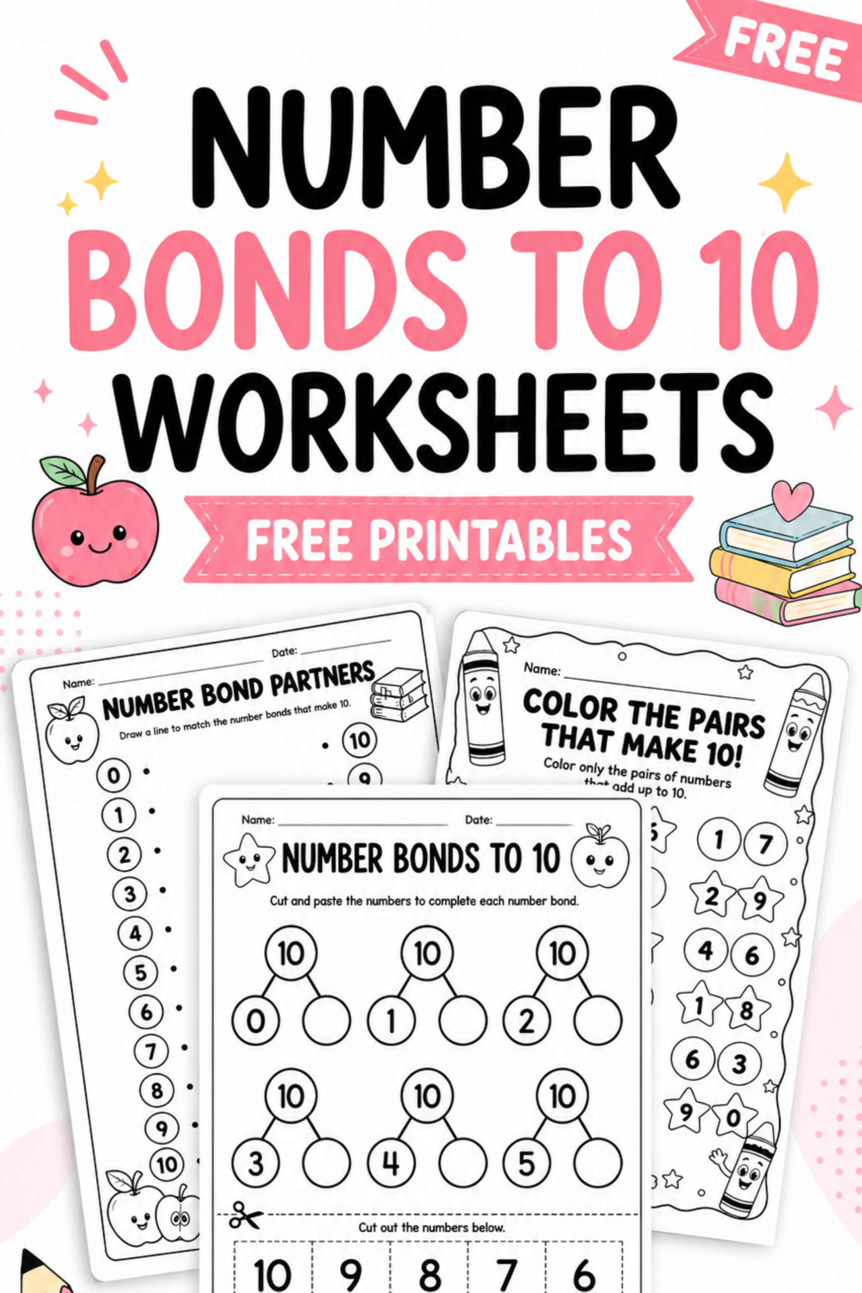 free number bonds to 10 worksheets