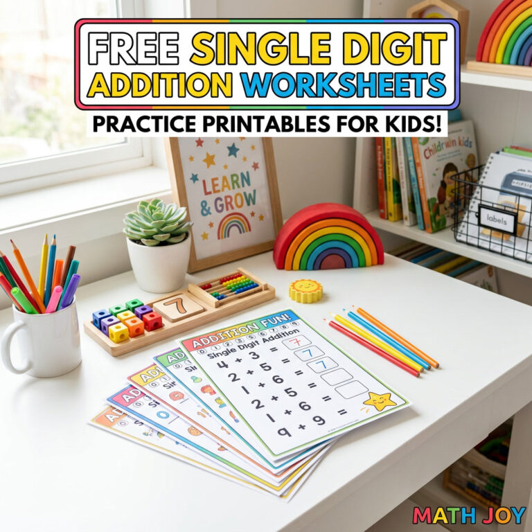 free single digit addition worksheets