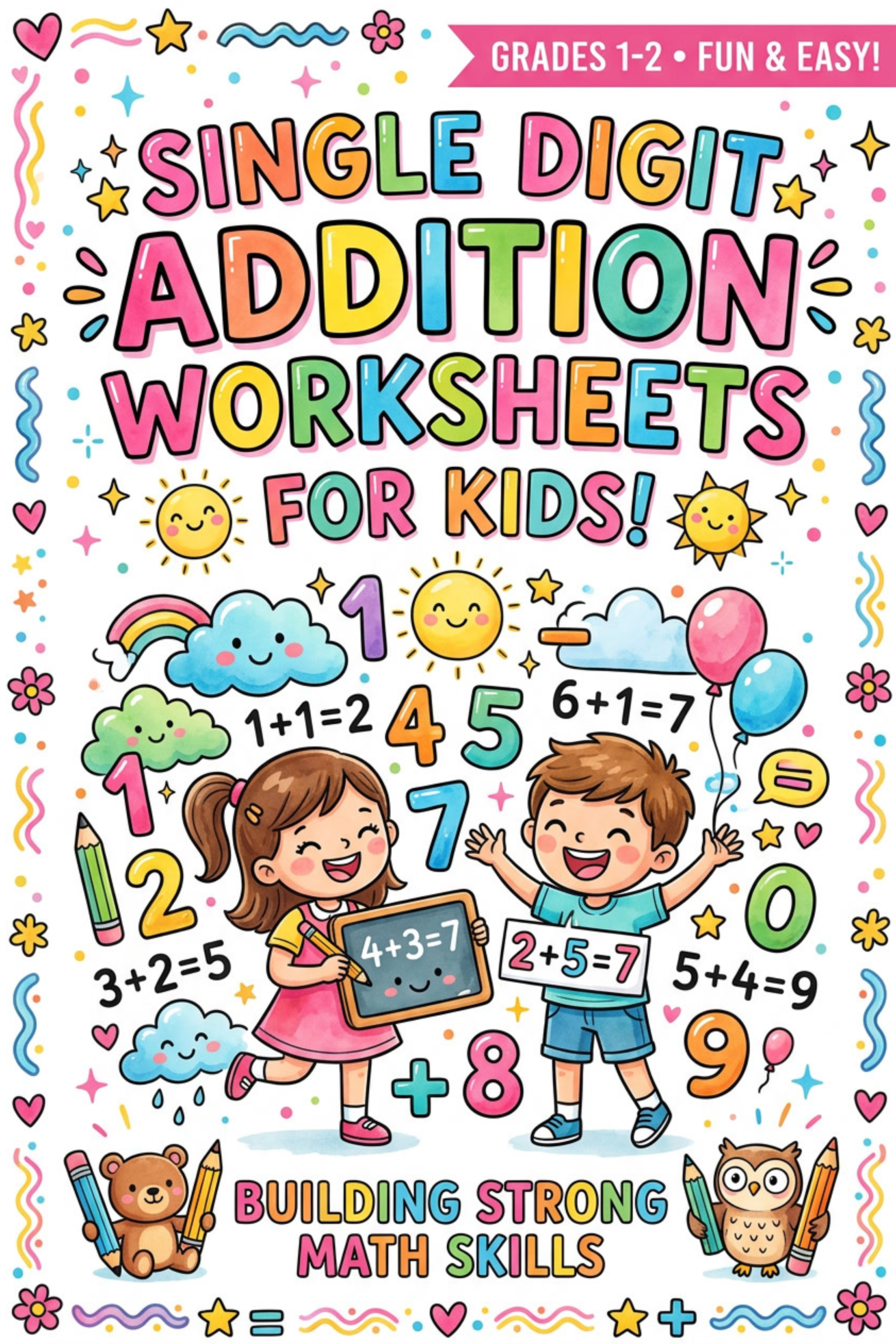 free single digit addition worksheets