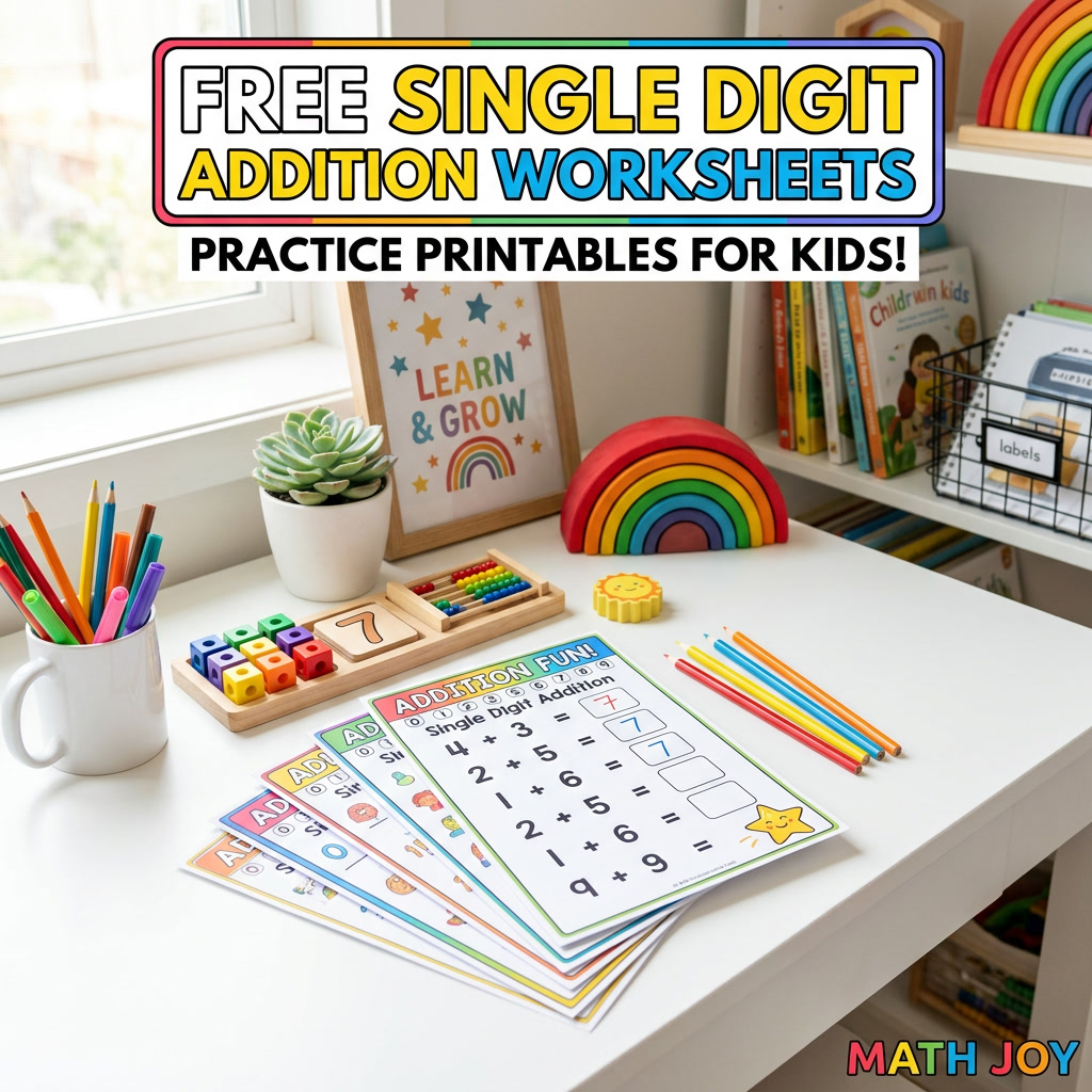 free single digit addition worksheets