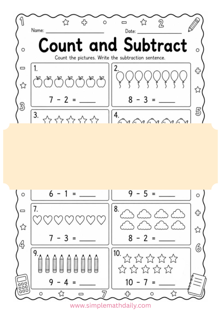 Free single digit subtraction worksheets