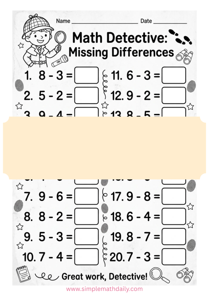 Free single digit subtraction worksheets