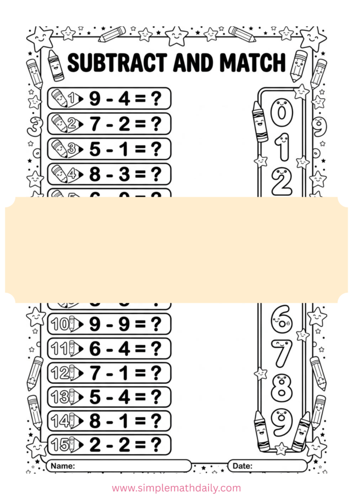 Free single digit subtraction worksheets