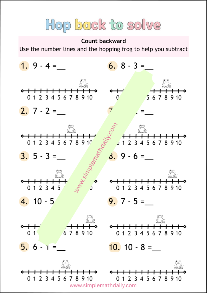 Free single digit subtraction worksheets