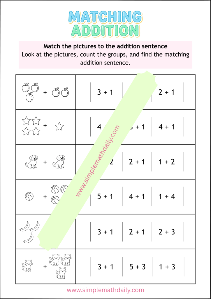 Free addition within 10 worksheets